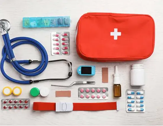 Marine first aid kit and emergency medical supplies