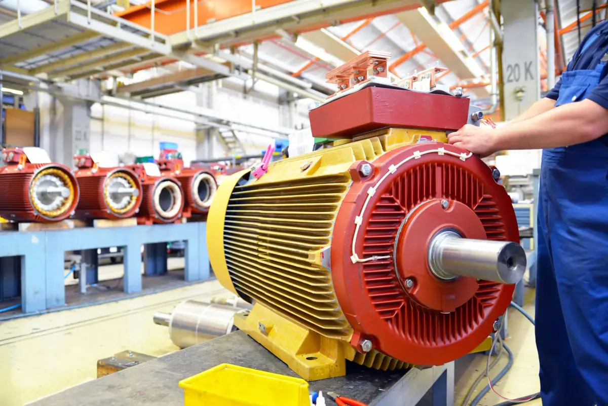 Technician rewinding a marine electric motor